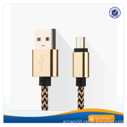 AWD003 Colorful Nylon Weave Metal Plug Data USB Charge Cable Micro usb Cable